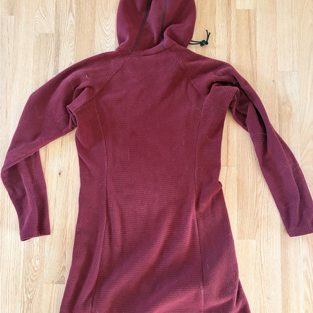 Melanzana Microgrid Dress, Maroon, Size S - Picture 2 of 4